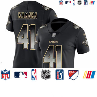 Saints #41 Alvin Kamara Black Women's Stitched Football Vapor Untouchable Limited Smoke Fashion Jersey
