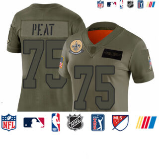 Saints #75 Andrus Peat Camo Women's Stitched Football Limited 2019 Salute to Service Jersey
