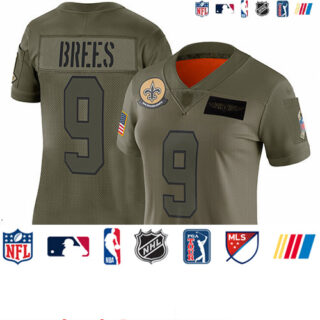 Saints #9 Drew Brees Camo Women's Stitched Football Limited 2019 Salute to Service Jersey