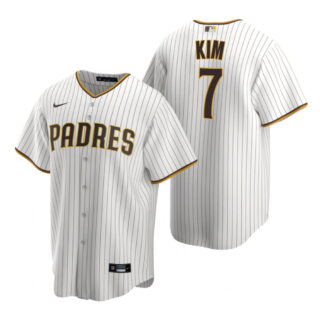 Men's San Diego Padres #7 Ha-Seong Kim White Brown Replica Home Jersey
