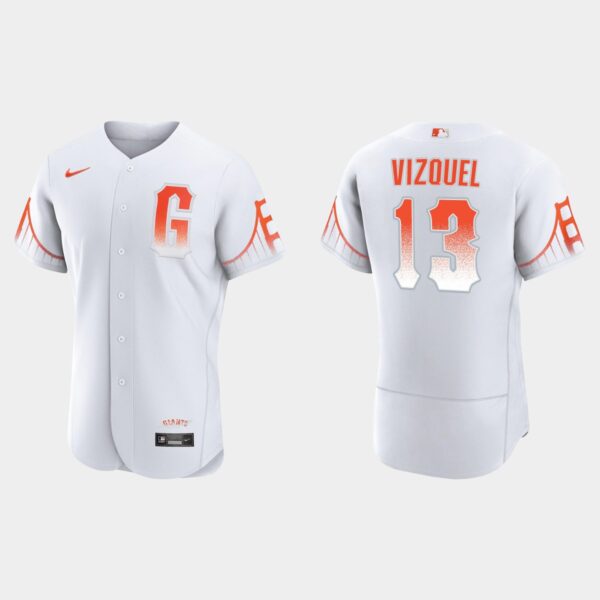 San Francisco Giants #13 Omar Vizquel Men's 2021 City Connect Authentic White Jersey