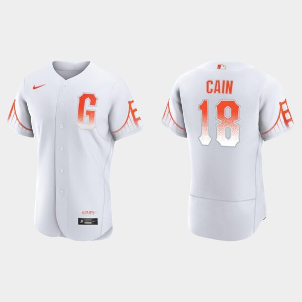 San Francisco Giants #18 Matt Cain Men's 2021 City Connect Authentic White Jersey