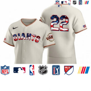 San Francisco Giants #22 Will Clark Men's Nike Cream Fluttering USA Flag Limited Edition Authentic MLB Jersey