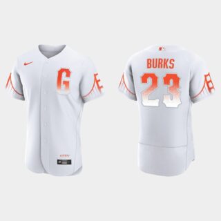 San Francisco Giants #23 Ellis Burks Men's 2021 City Connect Authentic White Jersey