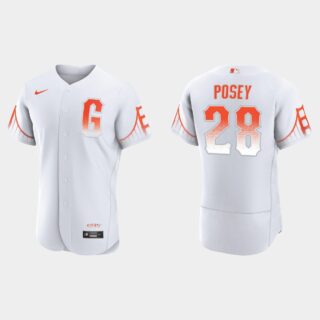 San Francisco Giants #28 Buster Posey Men's 2021 City Connect Authentic White Jersey