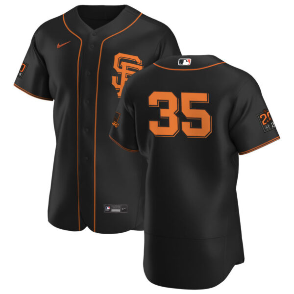 San Francisco Giants #35 Brandon Crawford Men's Nike Black Alternate 2020 Authentic 20 at 24 Patch Player MLB Jersey