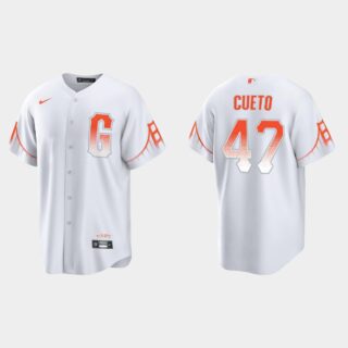 San Francisco Giants #47 Johnny Cueto Men's 2021 City Connect White Fan's Version Jersey