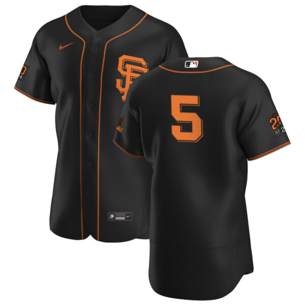 San Francisco Giants #5 Mike Yastrzemski Men's Nike Black Alternate 2020 Authentic 20 at 24 Patch Player MLB Jersey