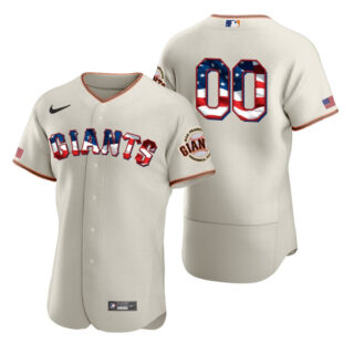 San Francisco Giants Custom Men's Nike Cream Fluttering USA Flag Limited Edition Authentic MLB Jersey