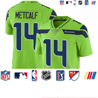 Seahawks #14 D.K. Metcalf Green Men's Stitched Football Limited Rush Jersey