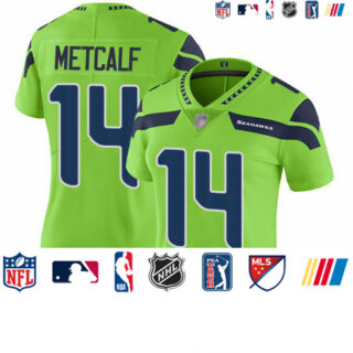 Seahawks #14 D.K. Metcalf Green Women's Stitched Football Limited Rush Jersey