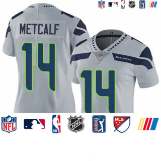 Seahawks #14 D.K. Metcalf Grey Alternate Women's Stitched Football Vapor Untouchable Limited Jersey
