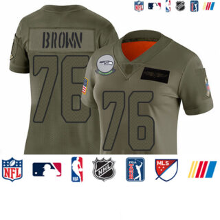 Seahawks #76 Duane Brown Camo Women's Stitched Football Limited 2019 Salute to Service Jersey