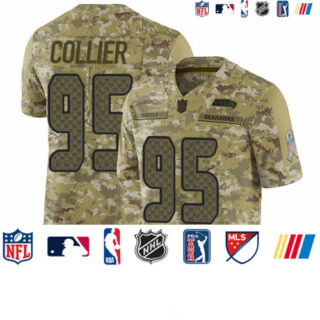 Seahawks #95 L.J. Collier Camo Youth Stitched Football Limited 2018 Salute to Service Jersey