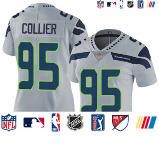 Seahawks #95 L.J. Collier Grey Alternate Women's Stitched Football Vapor Untouchable Limited Jersey