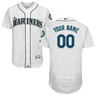 Seattle Mariners White Men's Customized Flexbase Jersey