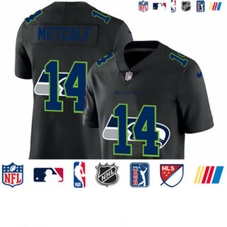 Seattle Seahawks #14 DK Metcalf Men's Nike Team Logo Dual Overlap Limited NFL Jersey Black