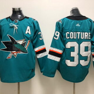 Sharks 39 Logan Couture Teal Adidas Jersey