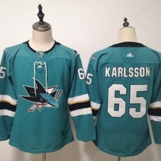 Sharks 65 Erik Karlsson Teal Youth Adidas Jersey