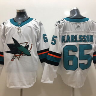 Sharks 65 Erik Karlsson White Adidas Jersey