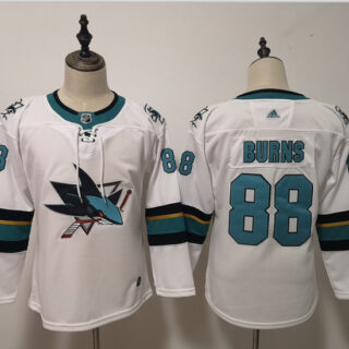 Sharks 88 Brent Burns White Youth Adidas Jersey