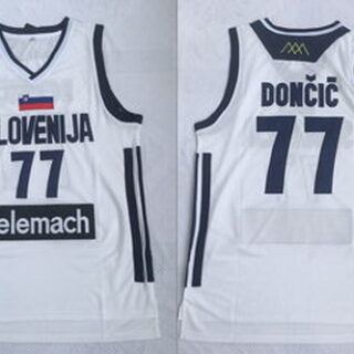 Slovenija 77 Luka Doncic White National Basketball Jersey