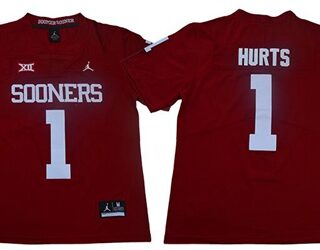 Sooners #1 Jalen Hurts Red Jordan Brand Limited Stitched College Jersey