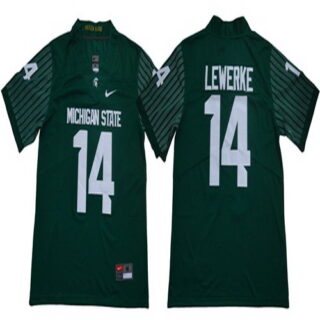 Spartans #14 Brian Lewerke Green Limited Stitched NCAA Jersey