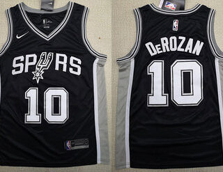 Spurs 10 DeMar DeRozan Black 2018-19 Nike Swingman Jersey