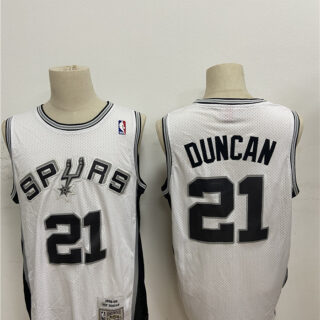 Spurs 21 Tim Duncan White 1998-99 Hardwood Classics Jersey