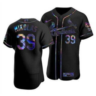 St. Louis Cardinals #39 Miles Mikolas Men's Nike Iridescent Holographic Collection MLB Jersey - Black