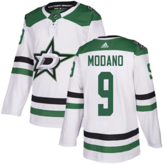 Stars #9 Mike Modano White Road Authentic Stitched Hockey Jersey