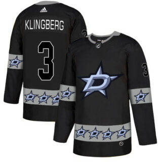 Stars 3 John Klingberg Black Team Logos Fashion Adidas Jersey