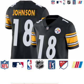 Steelers #18 Diontae Johnson Black Team Color Men's Stitched Football Vapor Untouchable Limited Jersey
