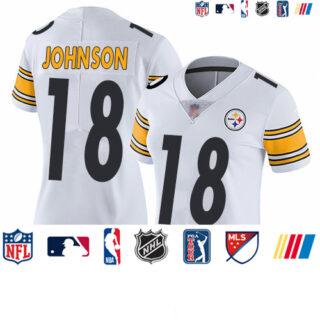 Steelers #18 Diontae Johnson White Women's Stitched Football Vapor Untouchable Limited Jersey