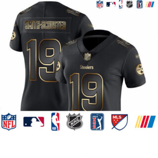 Steelers #19 JuJu Smith-Schuster Black Gold Women's Stitched Football Vapor Untouchable Limited Jersey