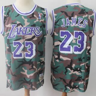Swingman Lakers #23 LeBron James Camo Stitched Basketball Jersey