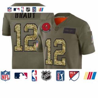 Tampa Bay Buccaneers #12 Tom Brady Men's Nike 2019 Olive Camo Salute To Service Limited NFL Jersey