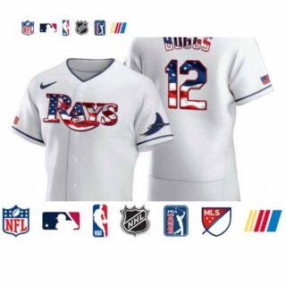 Tampa Bay Rays #12 Wade Boggs Men's Nike White Fluttering USA Flag Limited Edition Authentic MLB Jersey