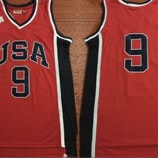 Team USA #9 Michael Jordan Red 1984 Summer Olympics Stitched Basketball Jersey