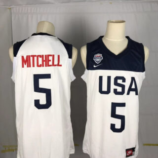 Team USA 5 Mitchell White 2016 Olympics Basketball Swingman Jersey