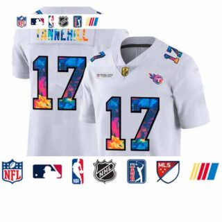 Tennessee Titans #17 Ryan Tannehill Men's White Nike Multi-Color 2020 NFL Crucial Catch Limited NFL Jersey