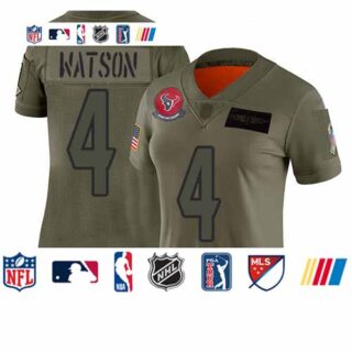 Texans #4 Deshaun Watson Camo Women's Stitched Football Limited 2019 Salute to Service Jersey