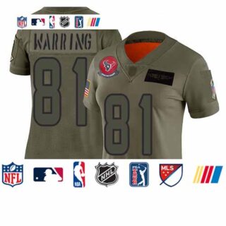 Texans #81 Kahale Warring Camo Women's Stitched Football Limited 2019 Salute to Service Jersey