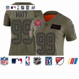 Texans #99 J.J. Watt Camo Women's Stitched Football Limited 2019 Salute to Service Jersey
