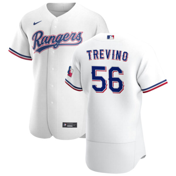Texas Rangers #56 Jose Trevino Men's Nike White Home 2020 Authentic Player MLB Jersey