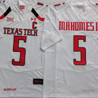 Texas Tech Red Raiders 5 Patrick Mahomes II White C Patch College Football Jersey