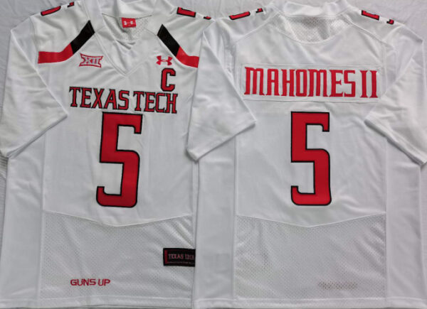 Texas Tech Red Raiders 5 Patrick Mahomes II White C Patch College Football Jersey