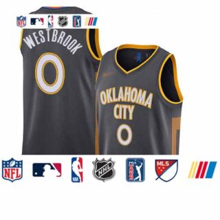 Thunder #0 Russell Westbrook Charcoal Basketball Swingman City Edition 2019 20 Jersey