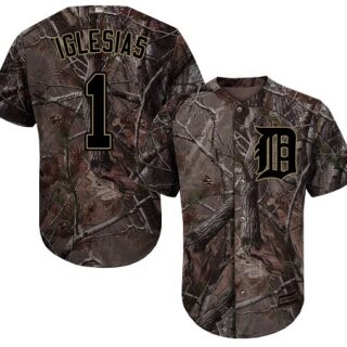 Tigers #1 Jose Iglesias Camo Realtree Collection Cool Base Stitched Youth Baseball Jersey